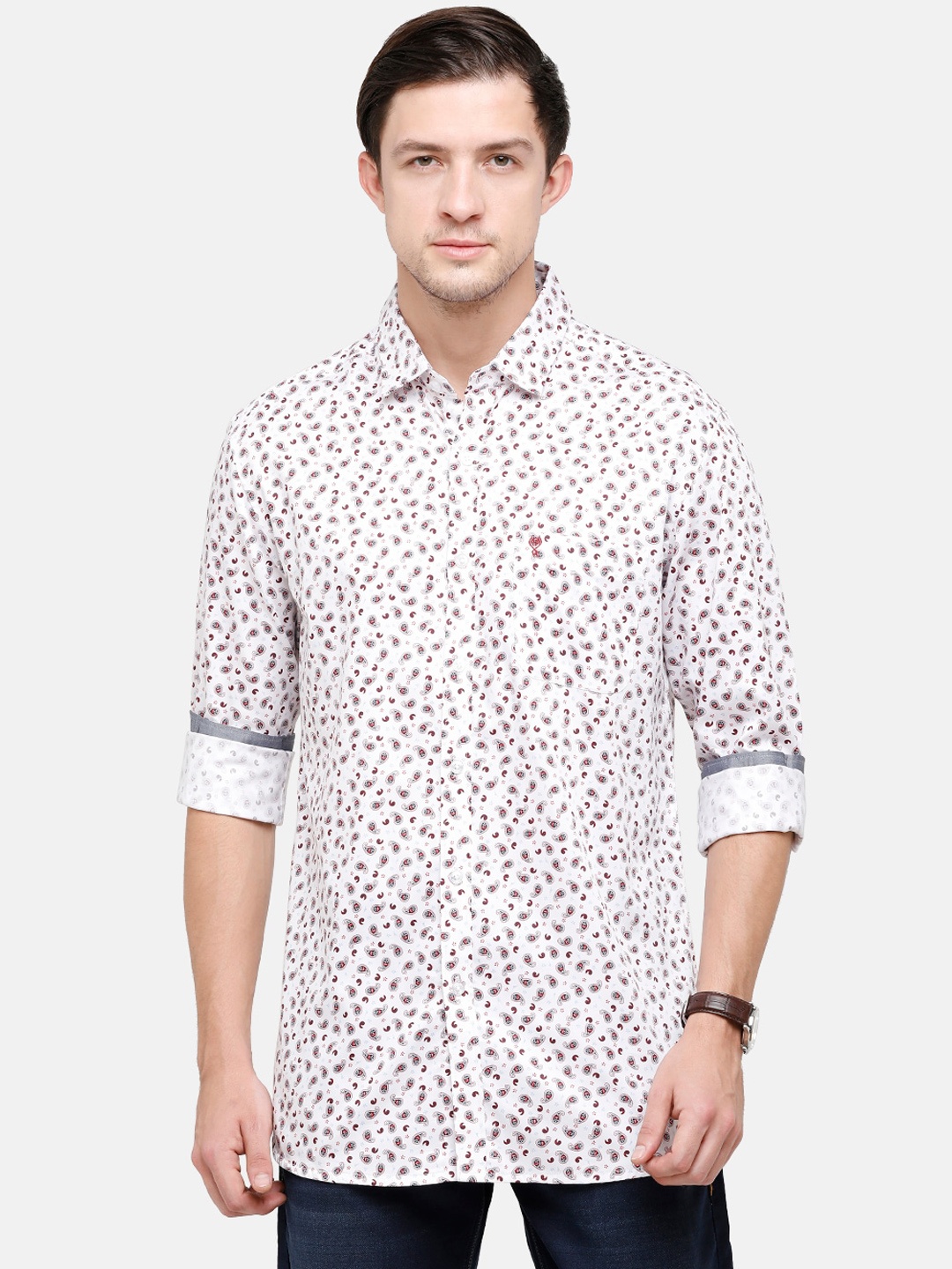 

Classic Polo Men Pink Slim Fit Floral Opaque Printed Pure Cotton Casual Shirt
