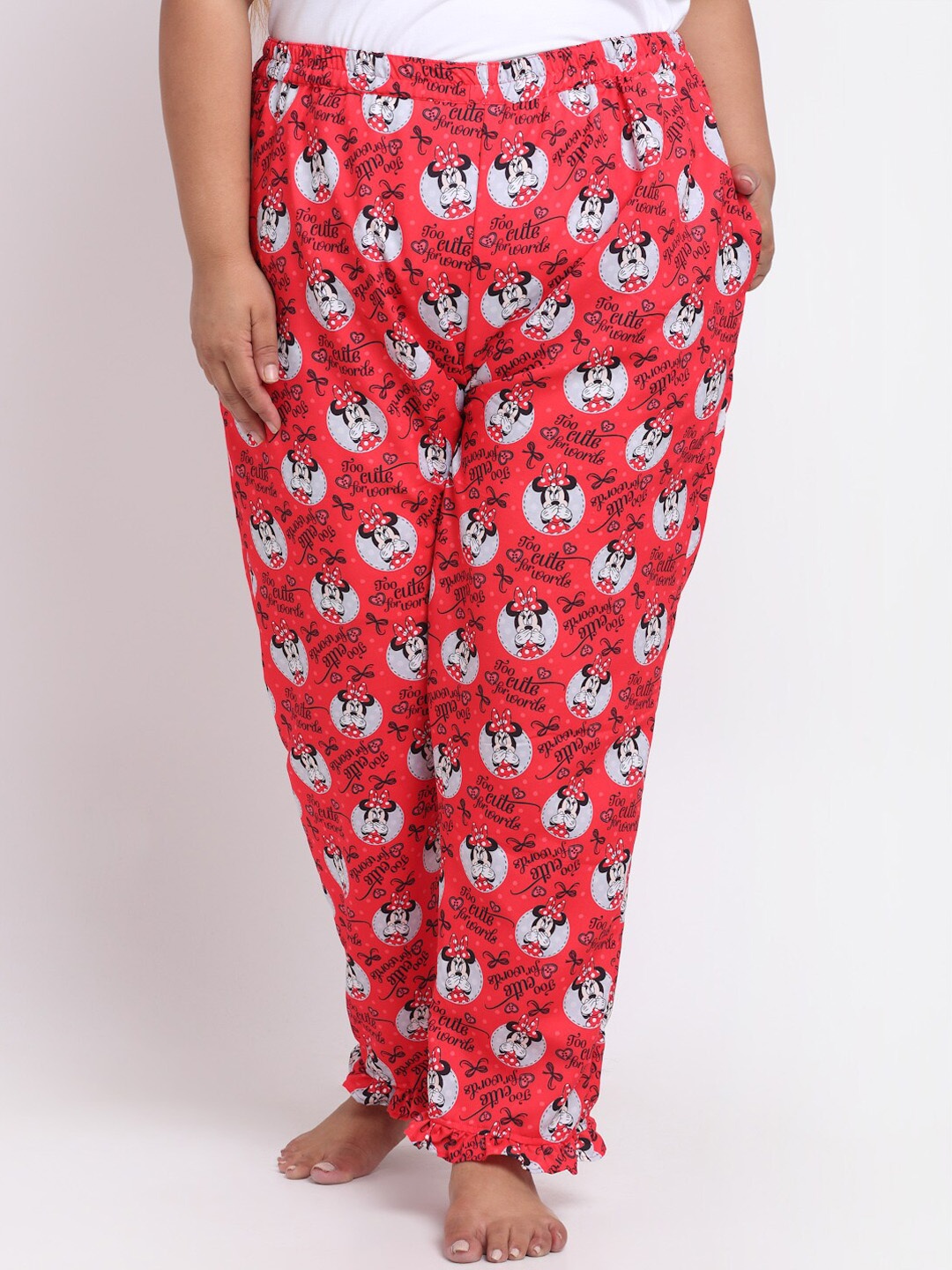 

sindrellastorie Women Red & White Minnie Mouse Printed Lounge Pants