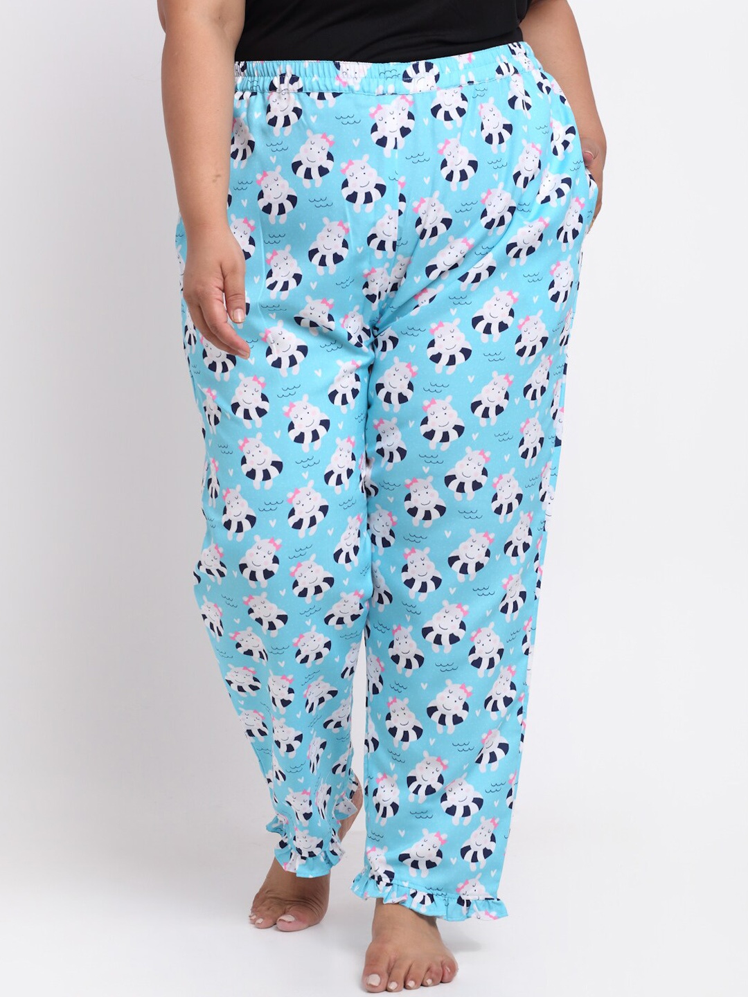 

sindrellastorie Women Blue & White Printed Lounge Pants