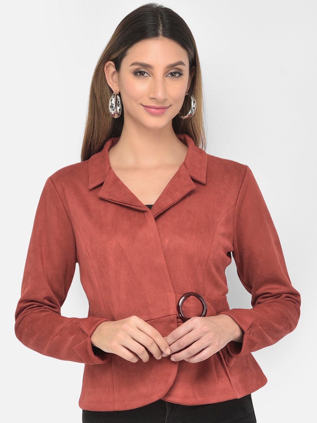 

Latin Quarters Women Rust Lightweight Cropped Wrap Jacket