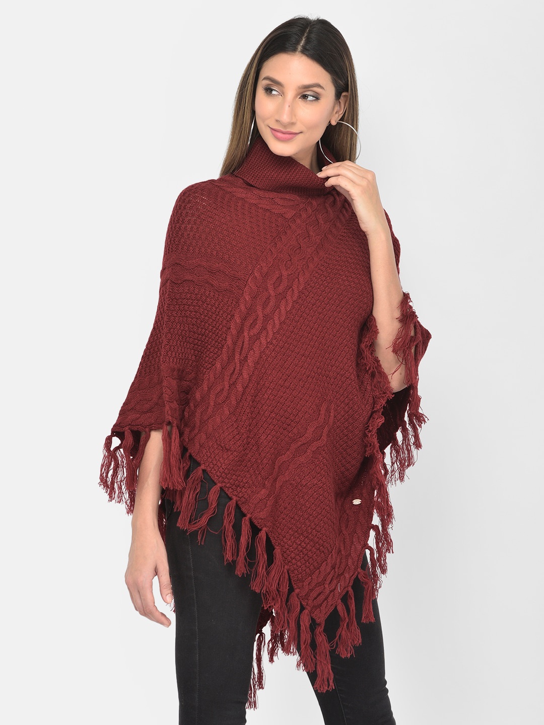

Latin Quarters Women Maroon Poncho