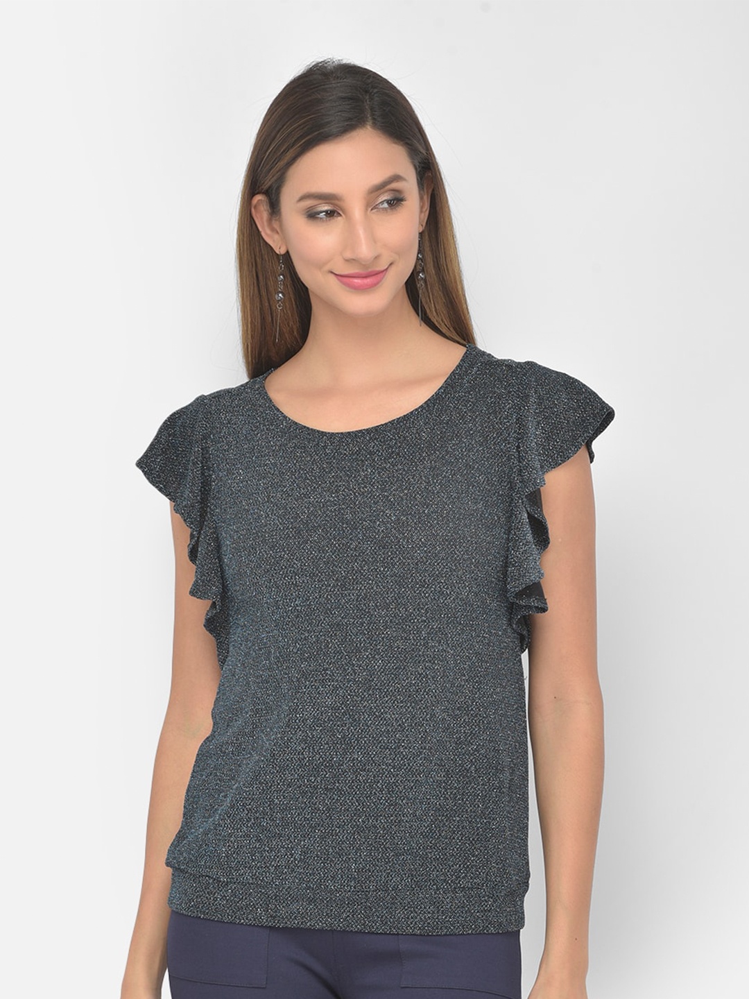 

Latin Quarters Black Shimmer Regular Top