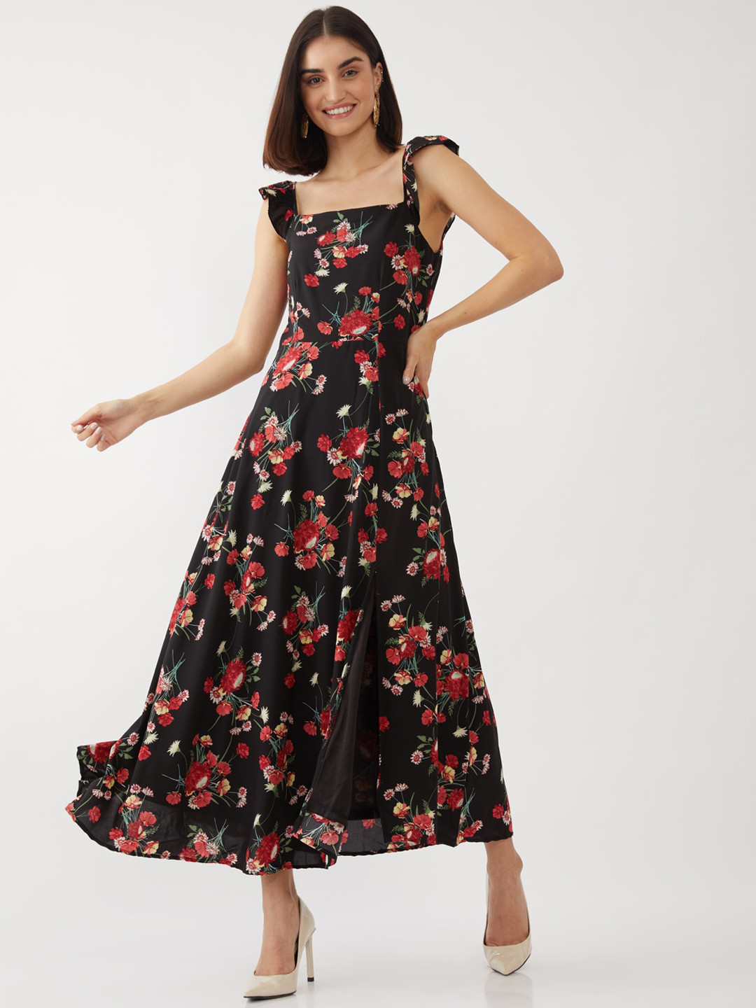 

Zink London Black Floral Maxi Dress