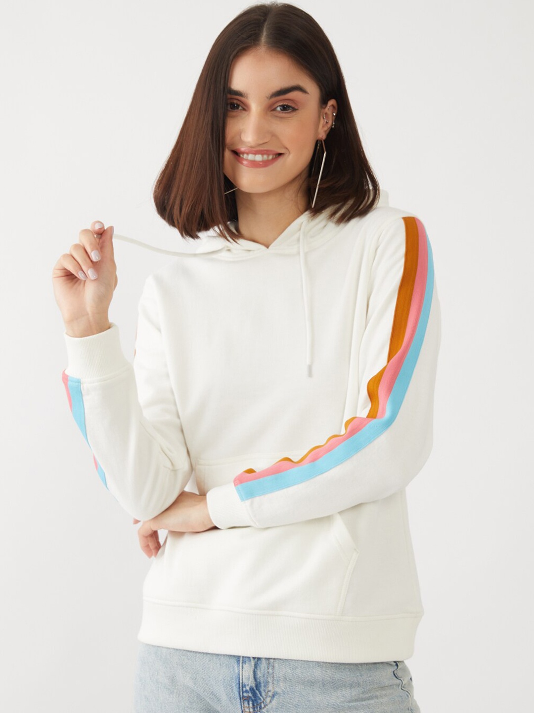 

Zink London Women White Striped Sweatshirt