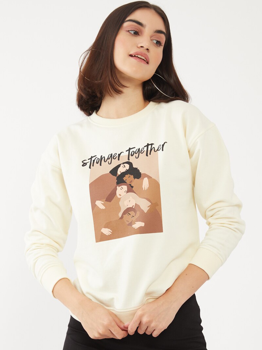 

Zink London Women Off White Printed Sweatshirt