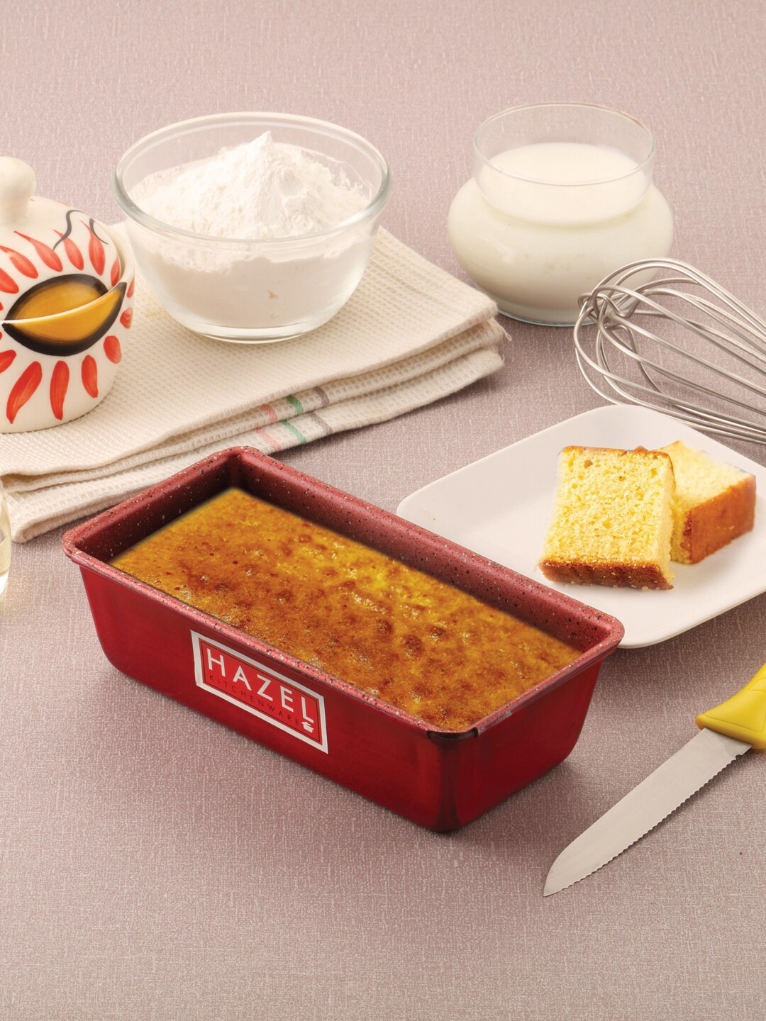 

HAZEL Red Pav Loaf Tin Aluminized Steel Non Stick Rectangular Bread Baking Mould 900 ml