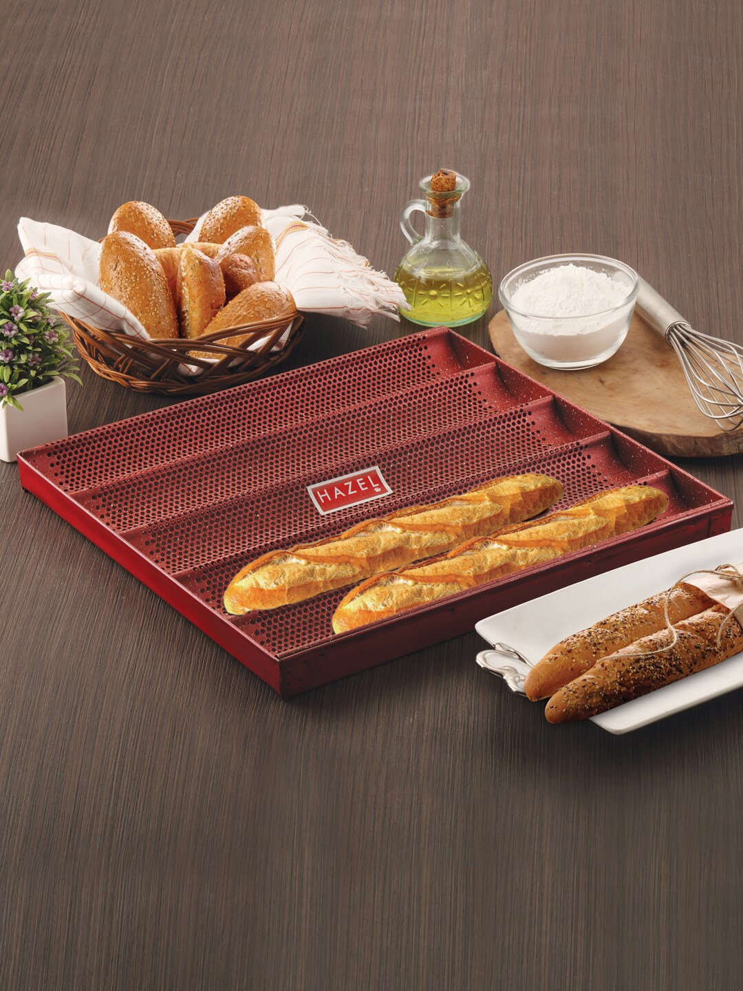 

HAZEL Red Textured Long French Bread Tray