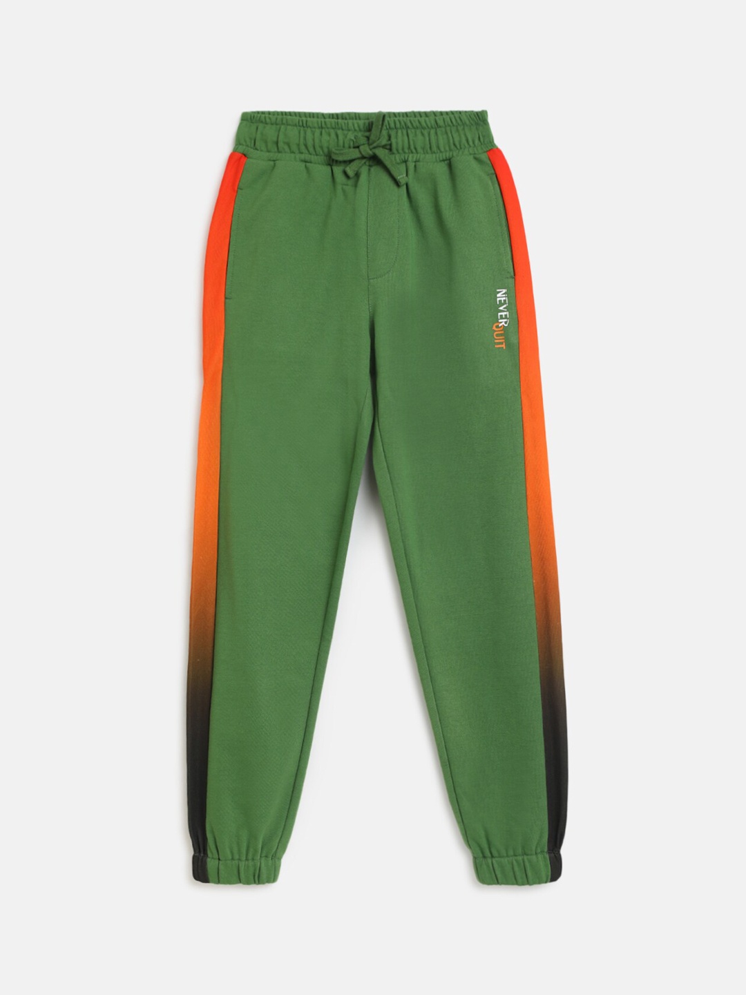 

Lil Tomatoes Boys Green & Orange Solid Pure Cotton Joggers