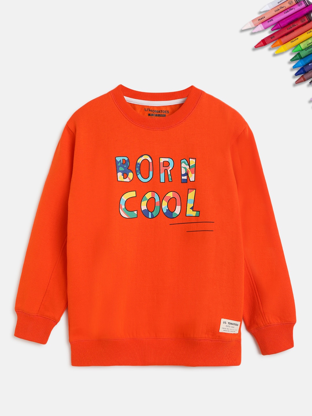 

Lil Tomatoes Boys Orange Printed Sweatshirt