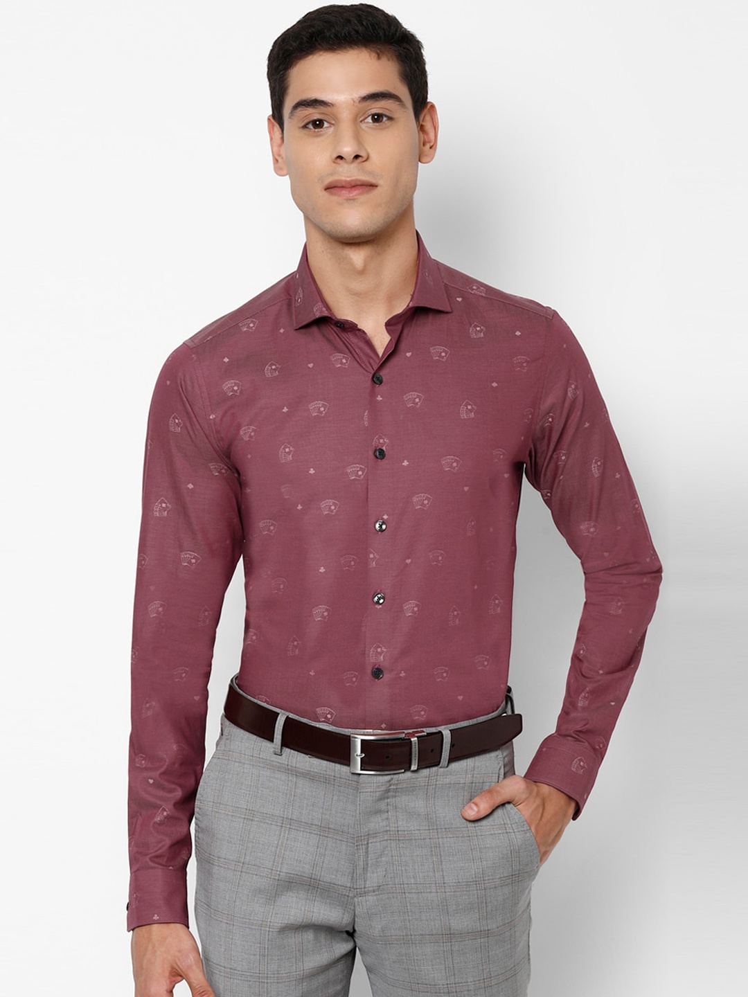 

SIMON CARTER LONDON Men Pink Slim Fit Opaque Printed Casual Shirt