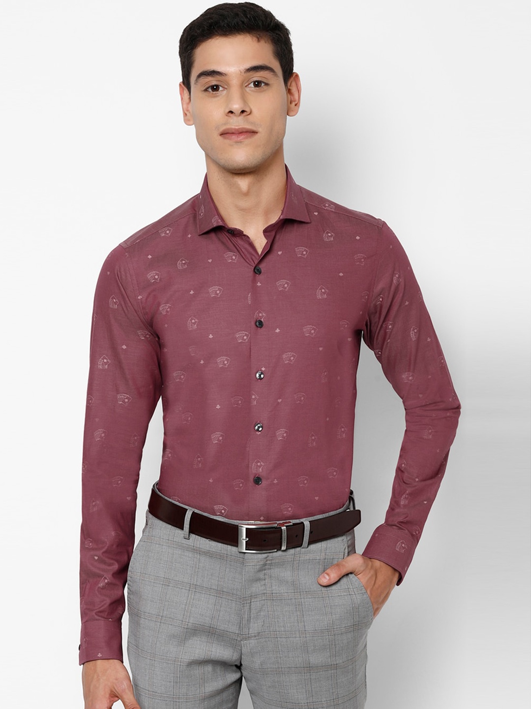 

SIMON CARTER LONDON Men Pink Slim Fit Pure Cotton Opaque Printed Casual Shirt