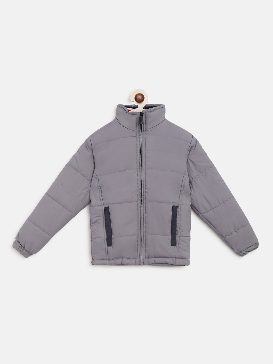 

Instafab Boys Grey Solid Windcheater Casual Bomber Jacket