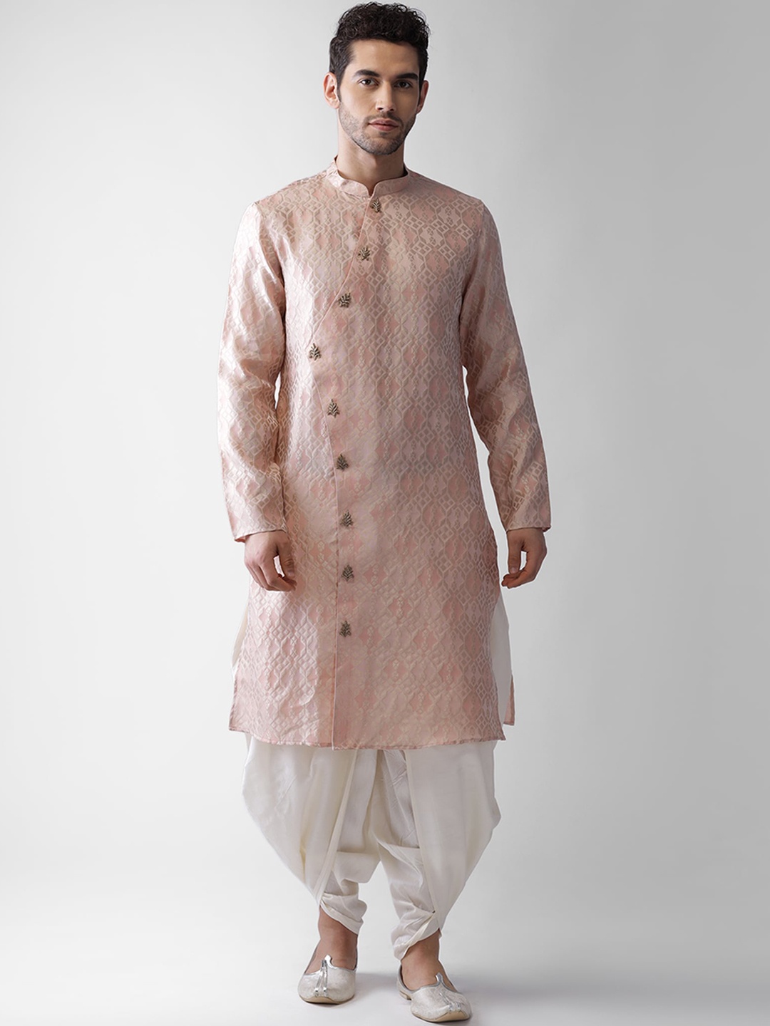 

Vartah Men Pink Angrakha Kurta with Dhoti Pants