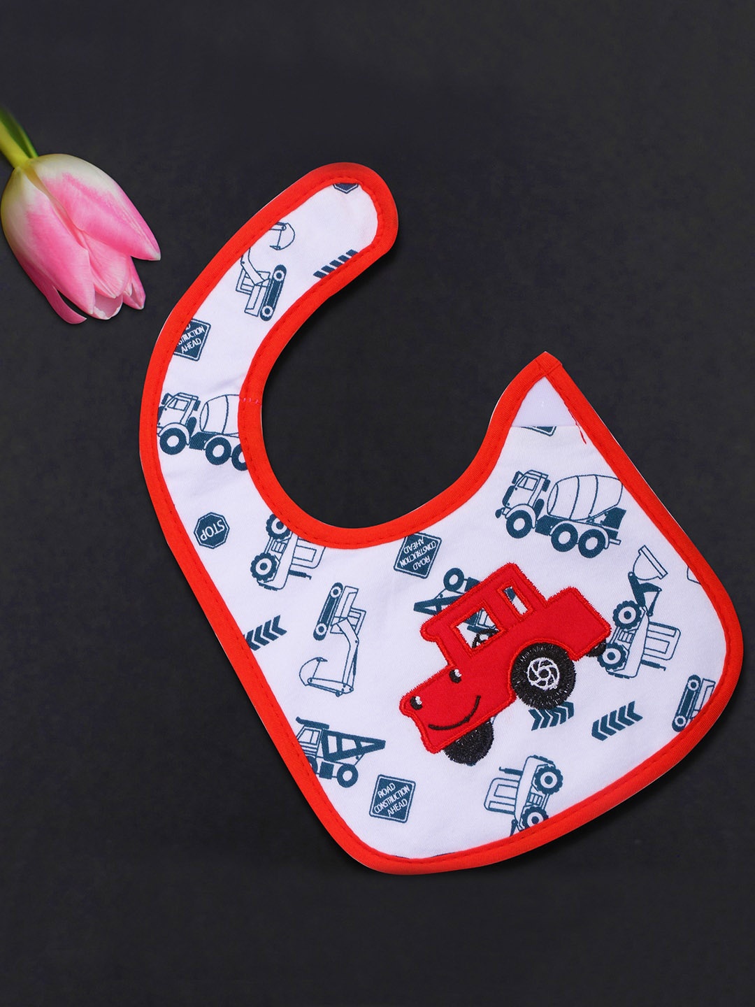 

POKORY Infants Kids Red & Black Printed Bibs