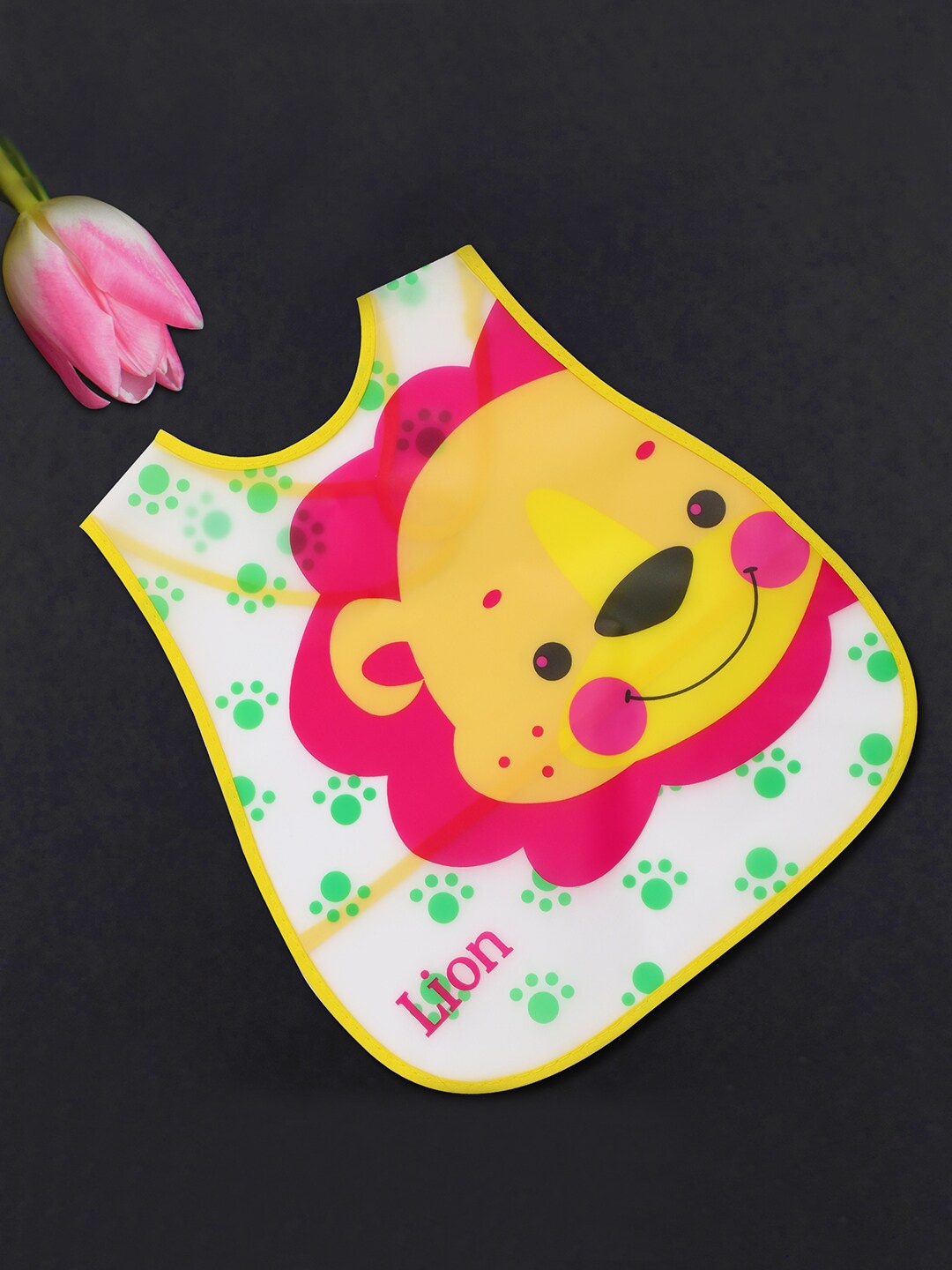 

POKORY Infant Kids White & Yellow Printed Washable Bib