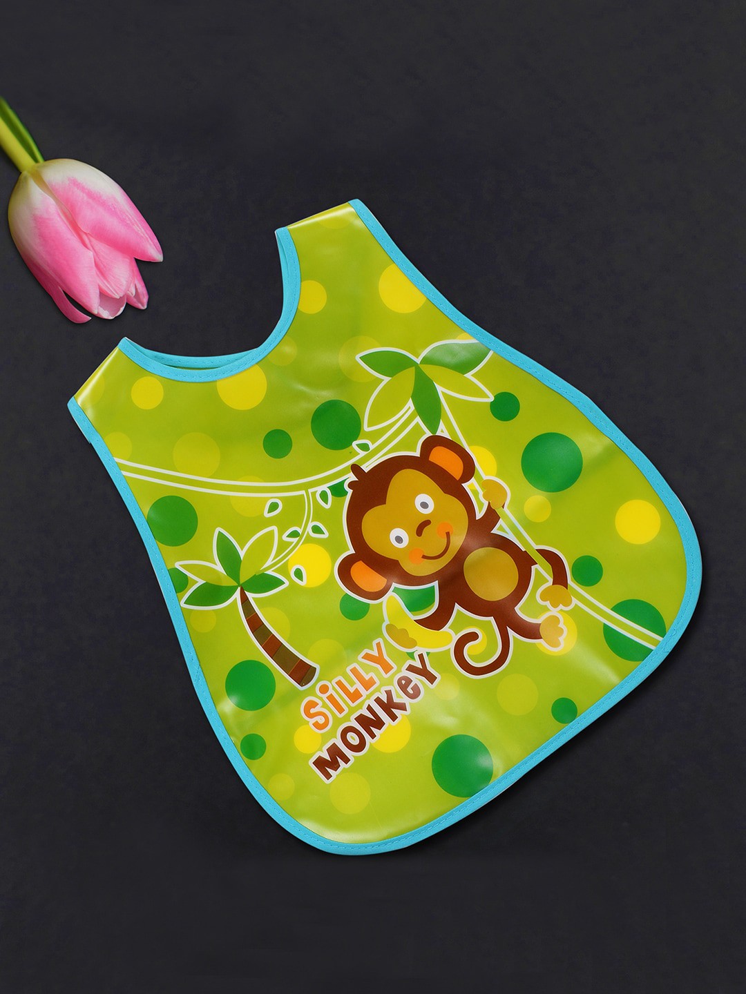 

POKORY Infants Kids Gold-Coloured & Green Printed Bibs