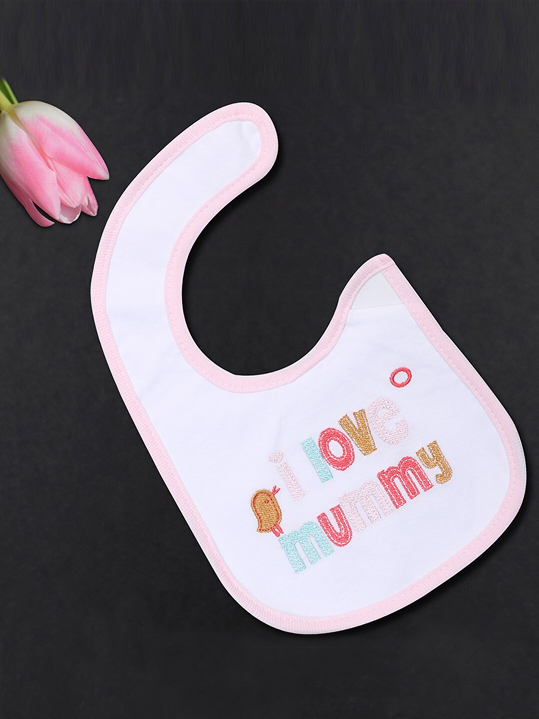 

POKORY Infants Kids Silver-Coloured & Pink Printed Bibs