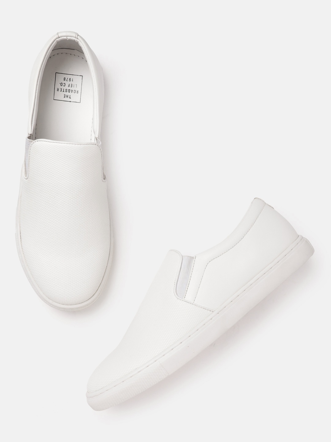

The Roadster Lifestyle Co Men White Textured Slip-On Sneakers