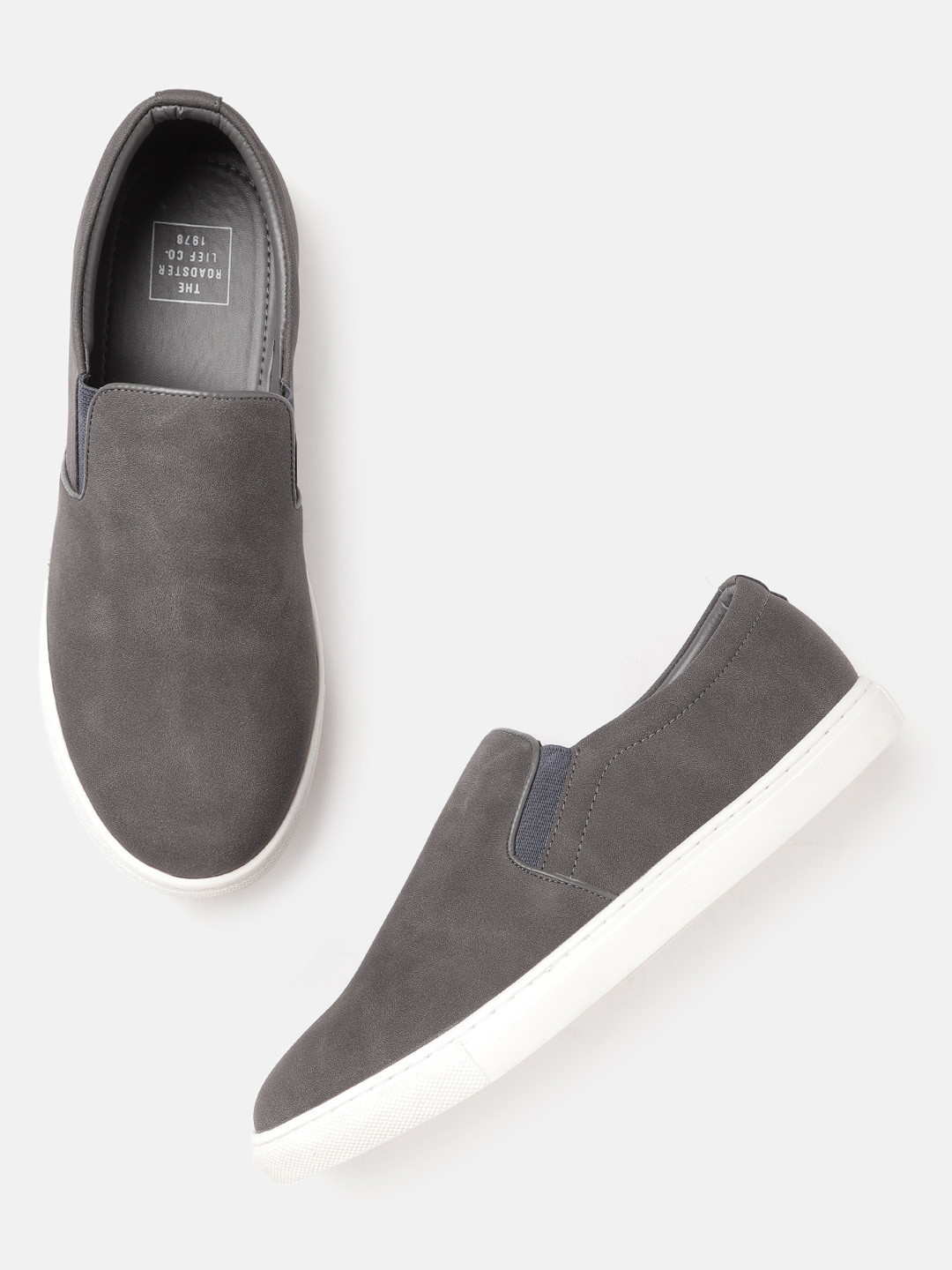 

The Roadster Lifestyle Co Men Charcoal Grey Slip-On Sneakers
