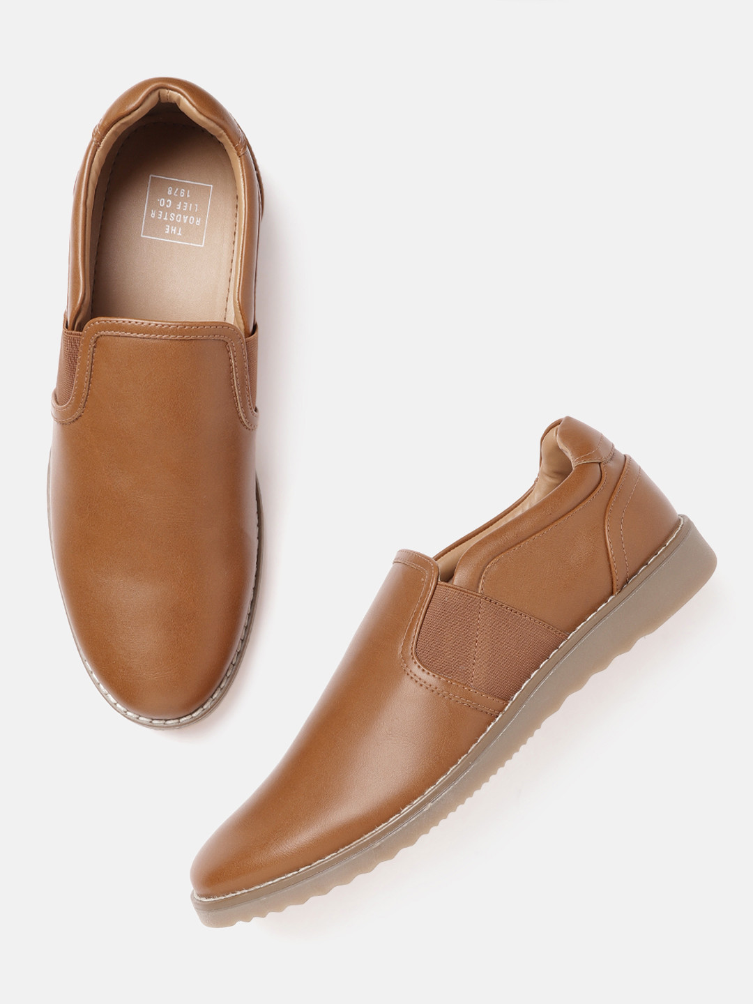 

The Roadster Lifestyle Co Men Tan Brown Solid Slip-On Sneakers