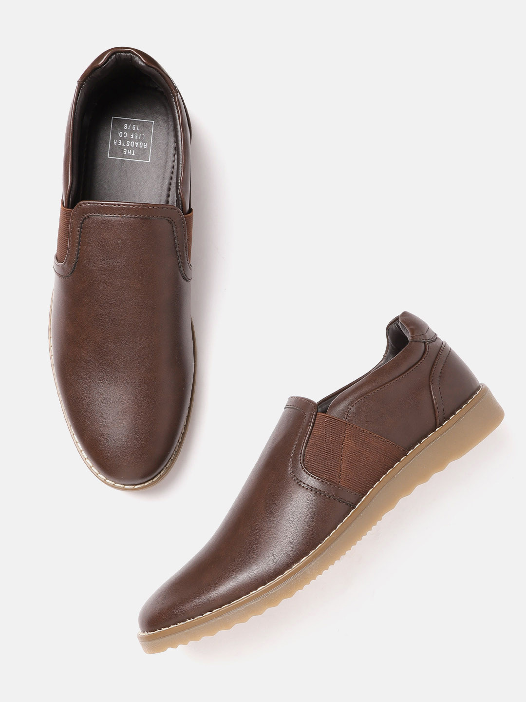 

The Roadster Lifestyle Co Men Coffee Brown Solid Slip-On Sneakers