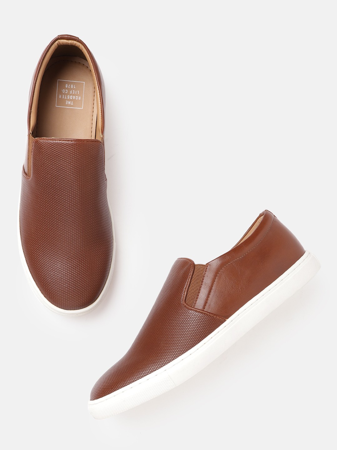 

The Roadster Lifestyle Co Men Tan Brown Textured Slip-On Sneakers