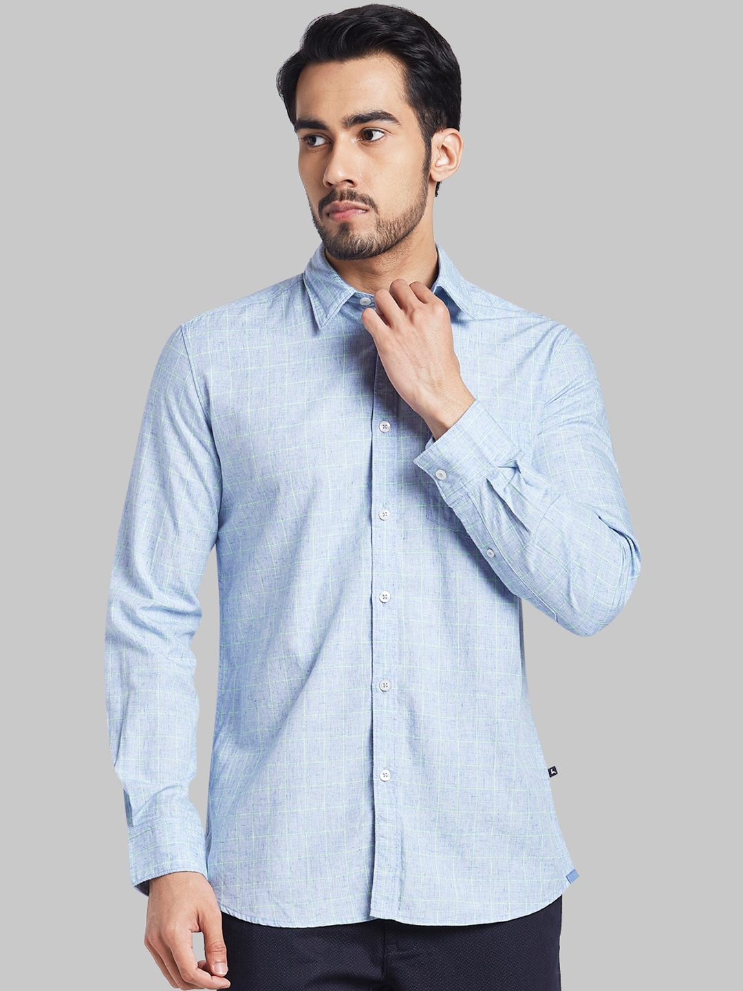 

Parx Men Blue Slim Fit Opaque Printed Casual Shirt