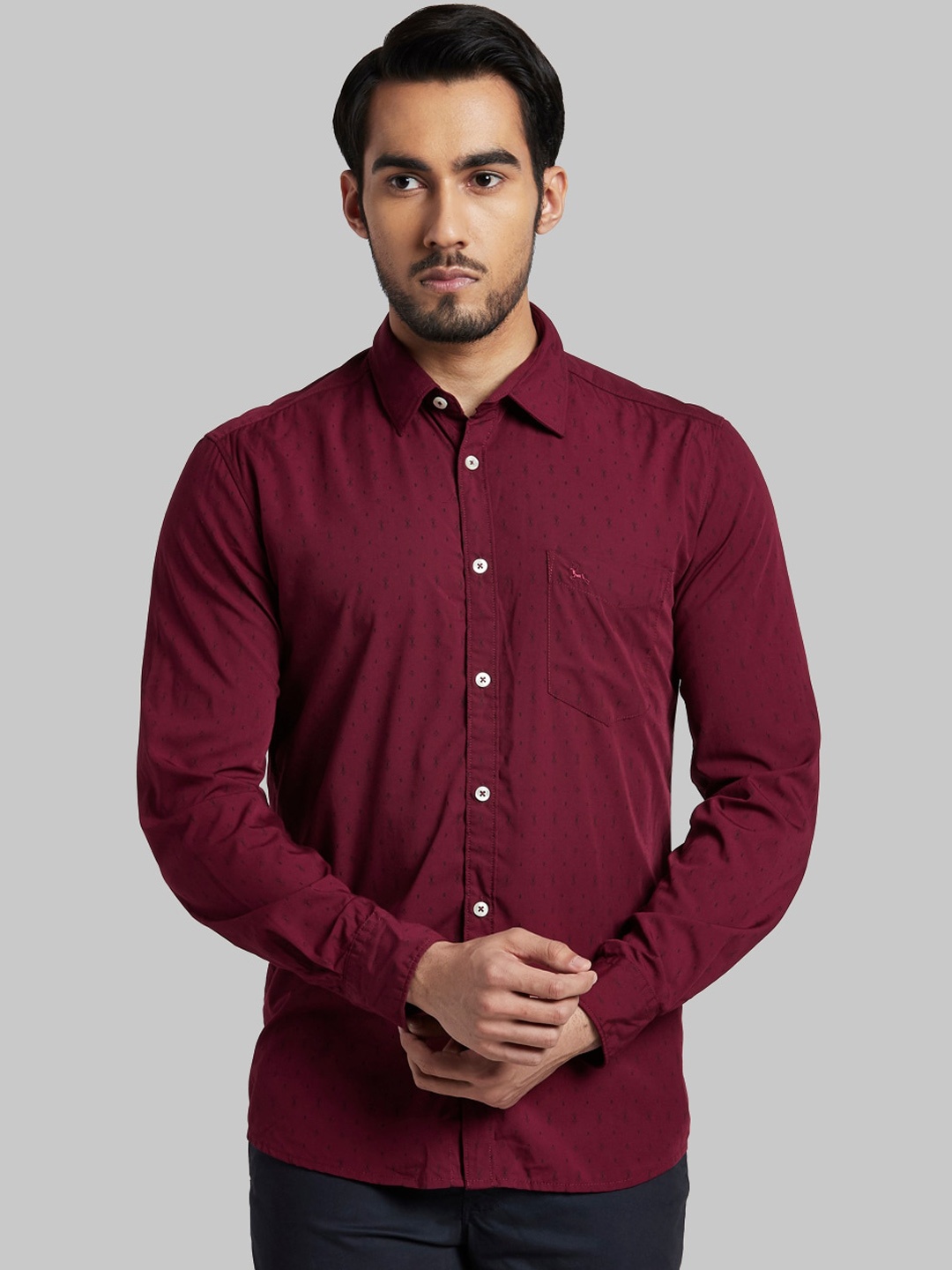 

Parx Men Red & Black Slim Fit Opaque Printed Casual Shirt
