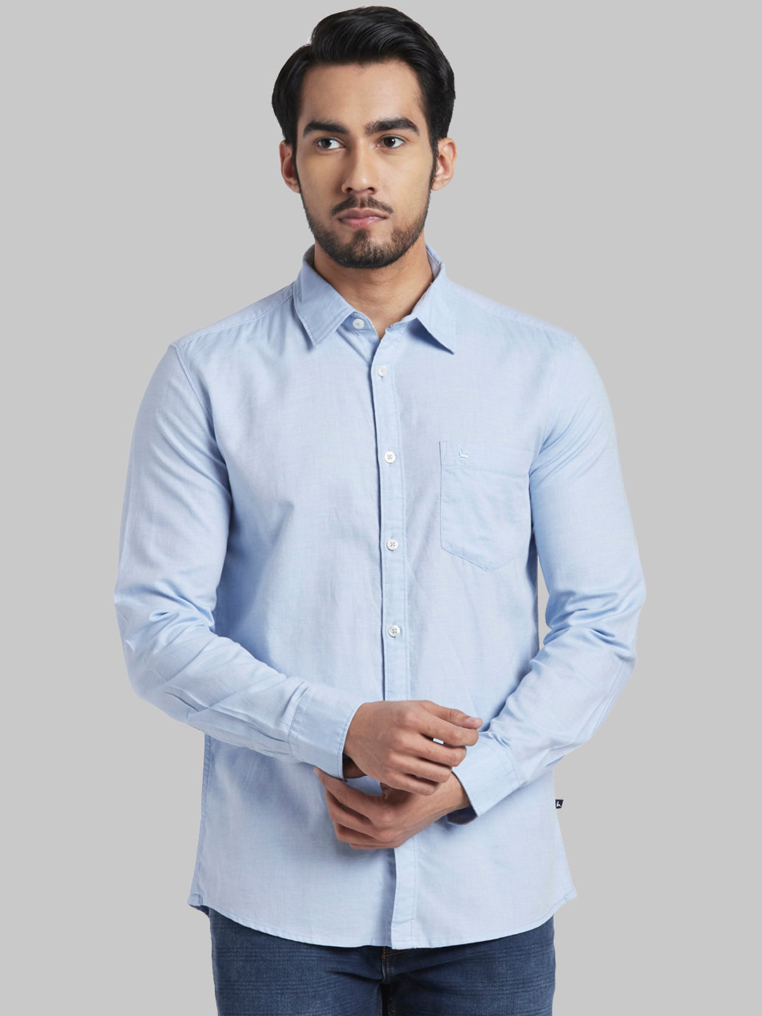 

Parx Men Blue Slim Fit Opaque Casual Shirt