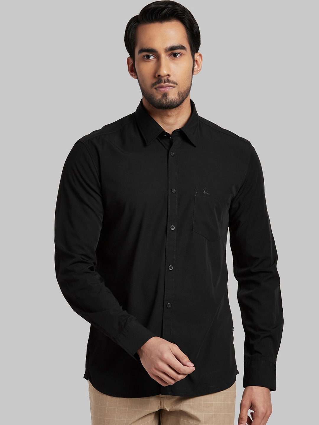 

Parx Men Black Slim Fit Opaque Casual Shirt
