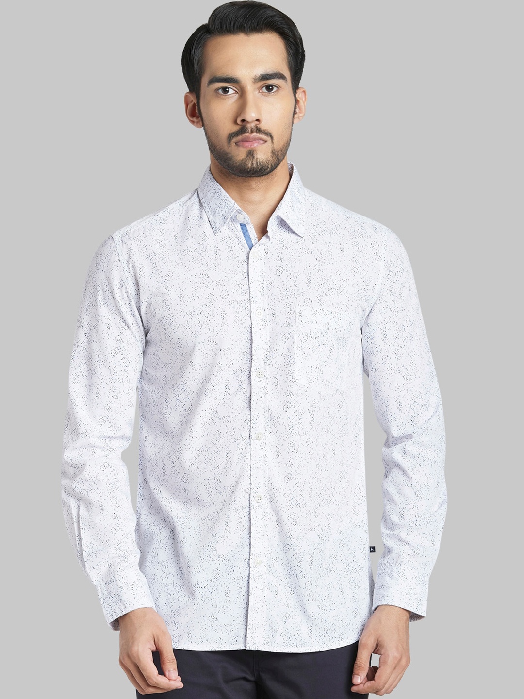 

Parx Men Blue Slim Fit Opaque Printed Casual Shirt