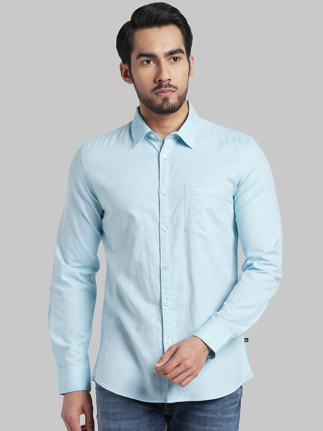 

Parx Men Blue Slim Fit Opaque Casual Shirt