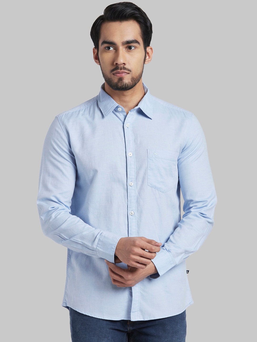 

Parx Men Blue Slim Fit Opaque Cotton Casual Shirt