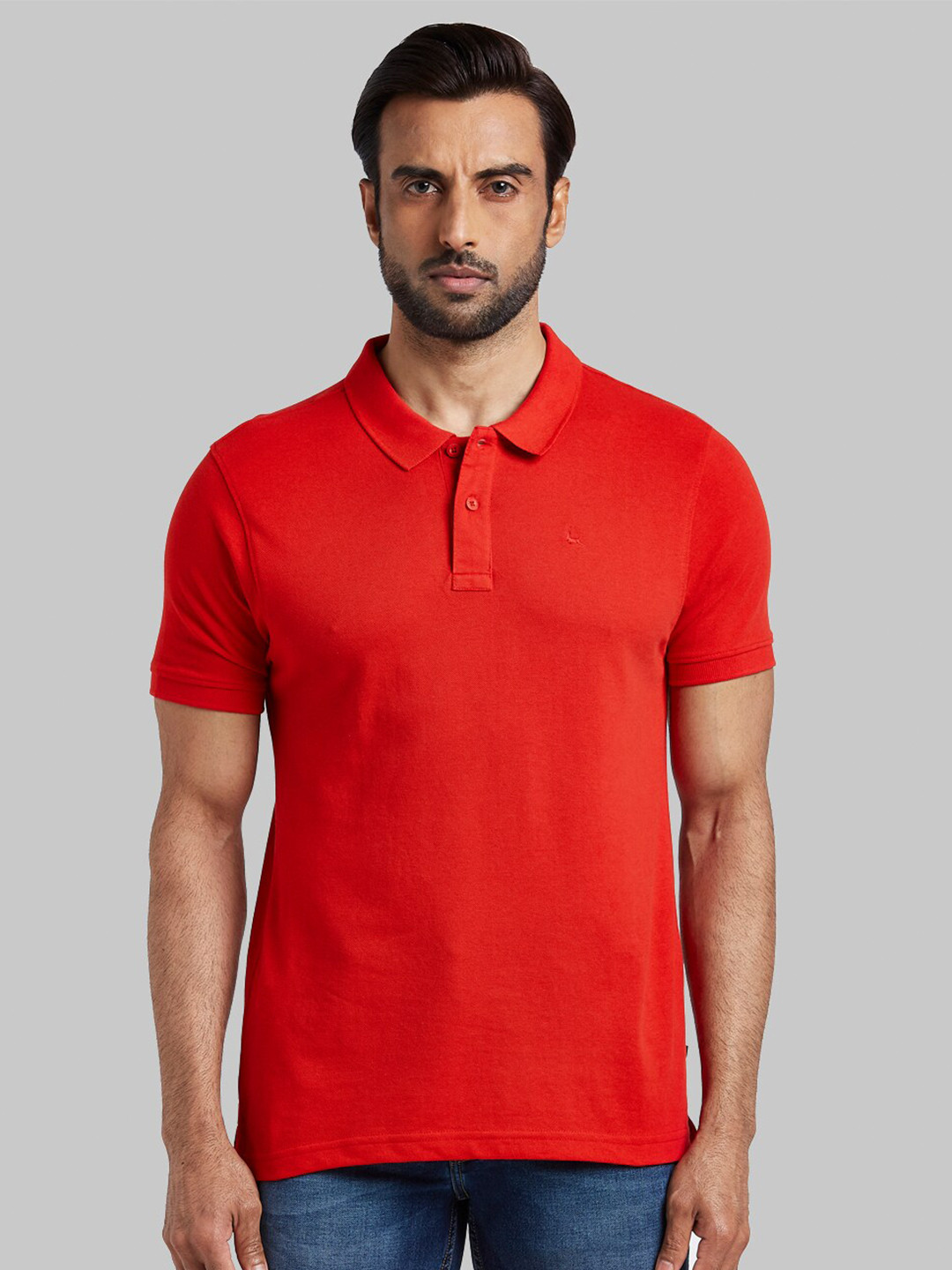 

Parx Men Red Polo Collar T-shirt