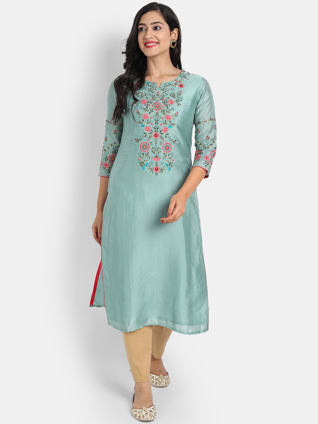 

SUTI Women Green Thread Work Kurta