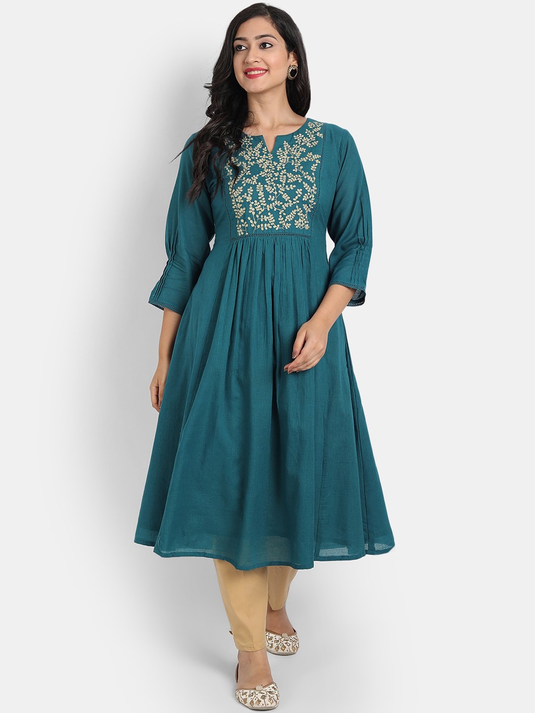 

SUTI Blue Tie-Up Neck Midi Dress