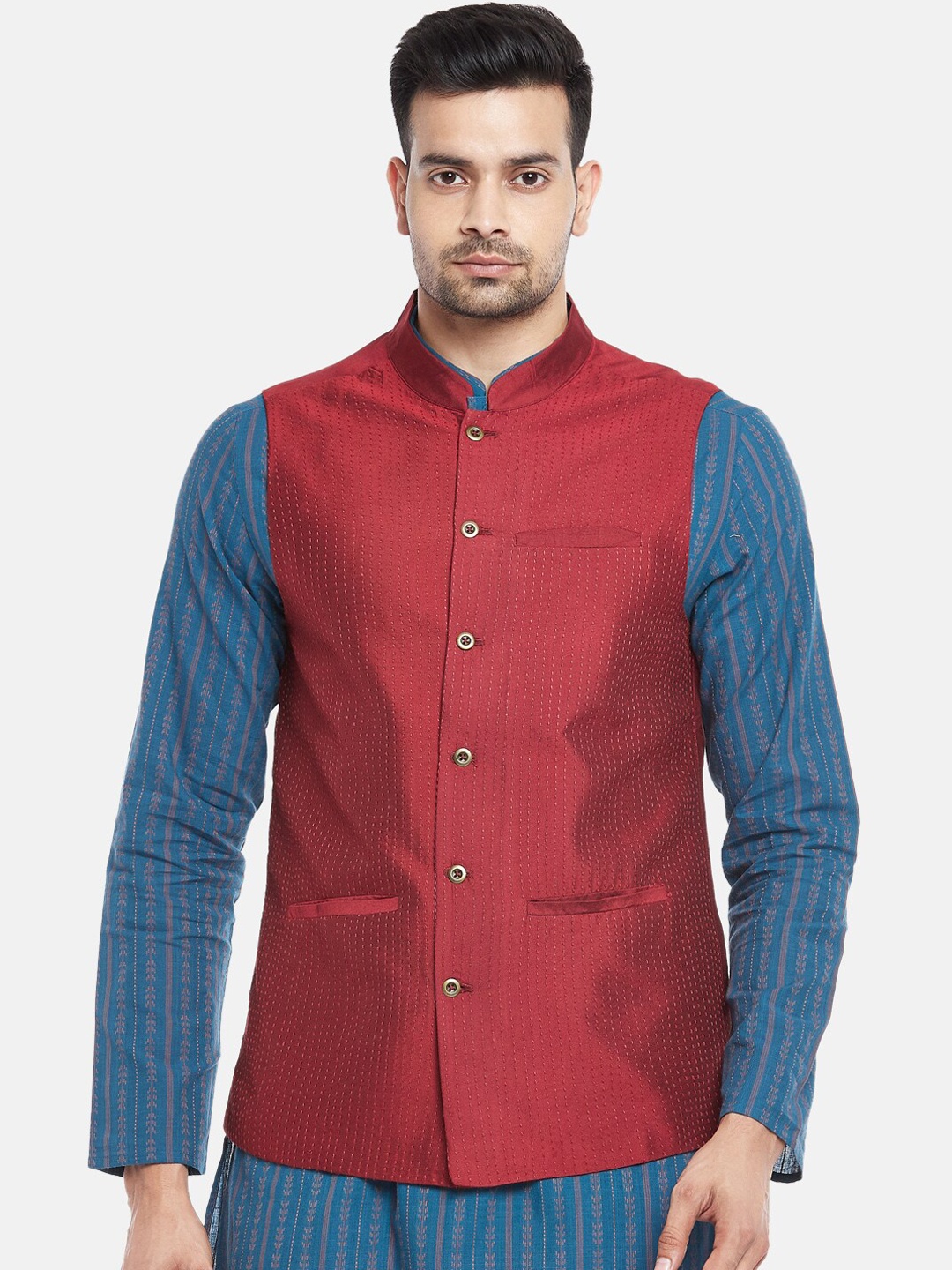 

indus route by Pantaloons Men Maroon Waist coat