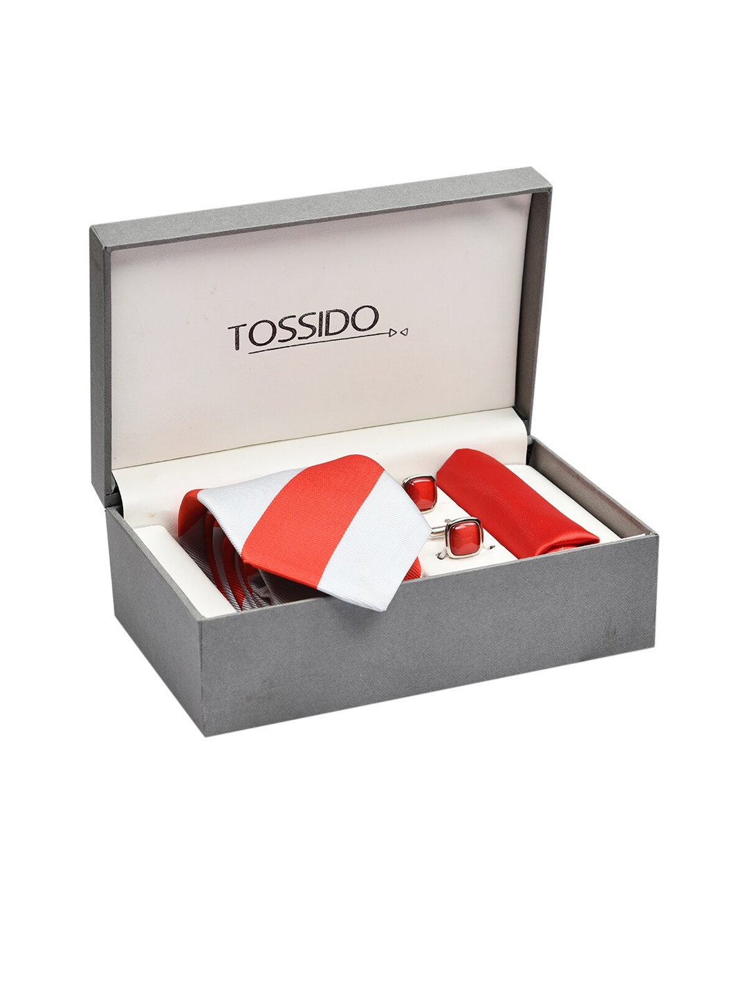 

Tossido Men Red & White Accessory Gift Set