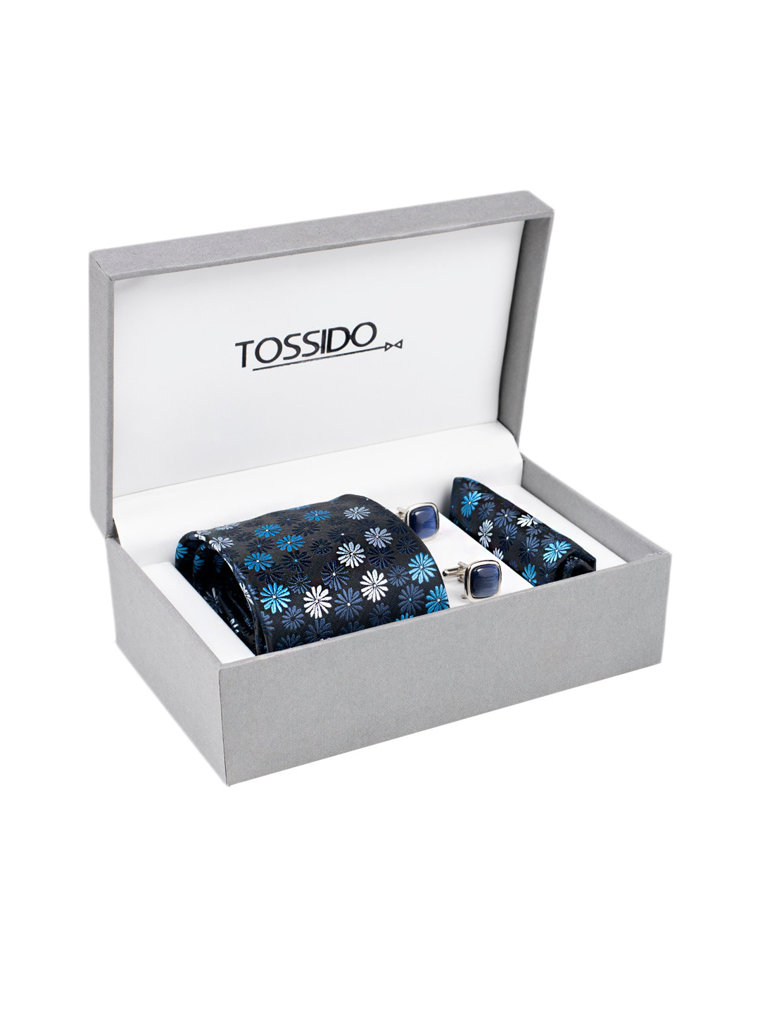 

Tossido Men Blue & White Accessory Gift Set