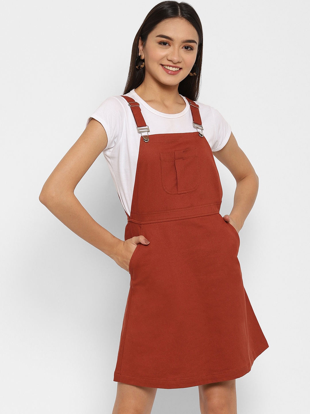 

HOUSE OF KKARMA Rust Pinafore Dress