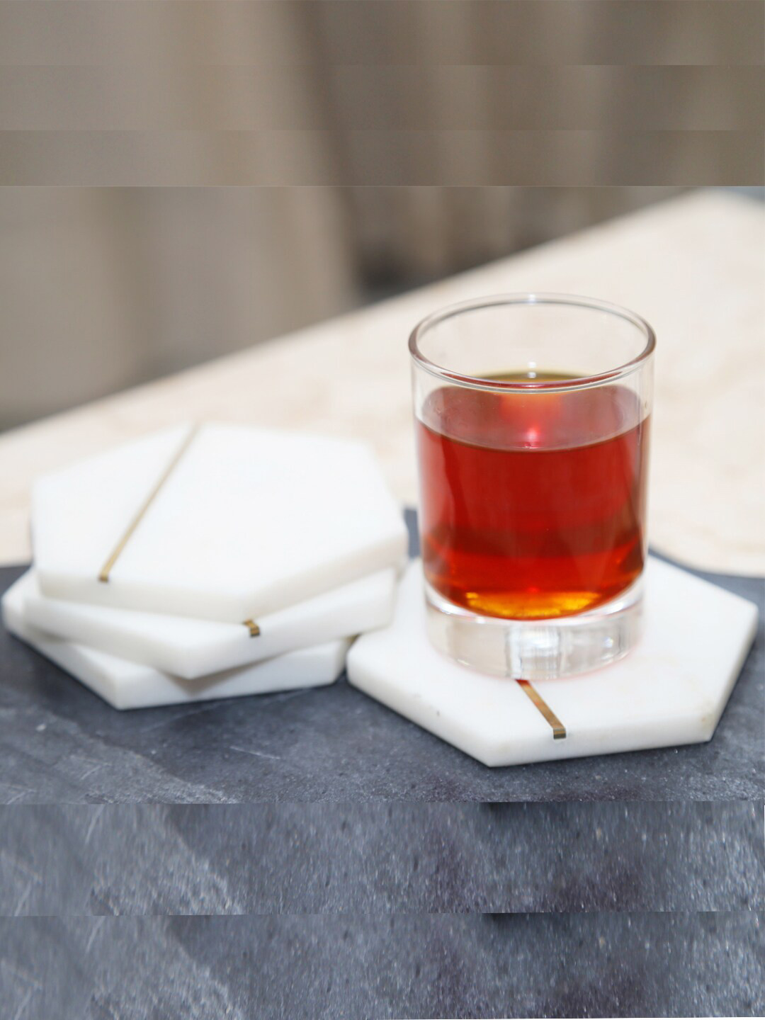 

NikkisPride Set Of 4 White & Gold-Toned Handmade Coasters