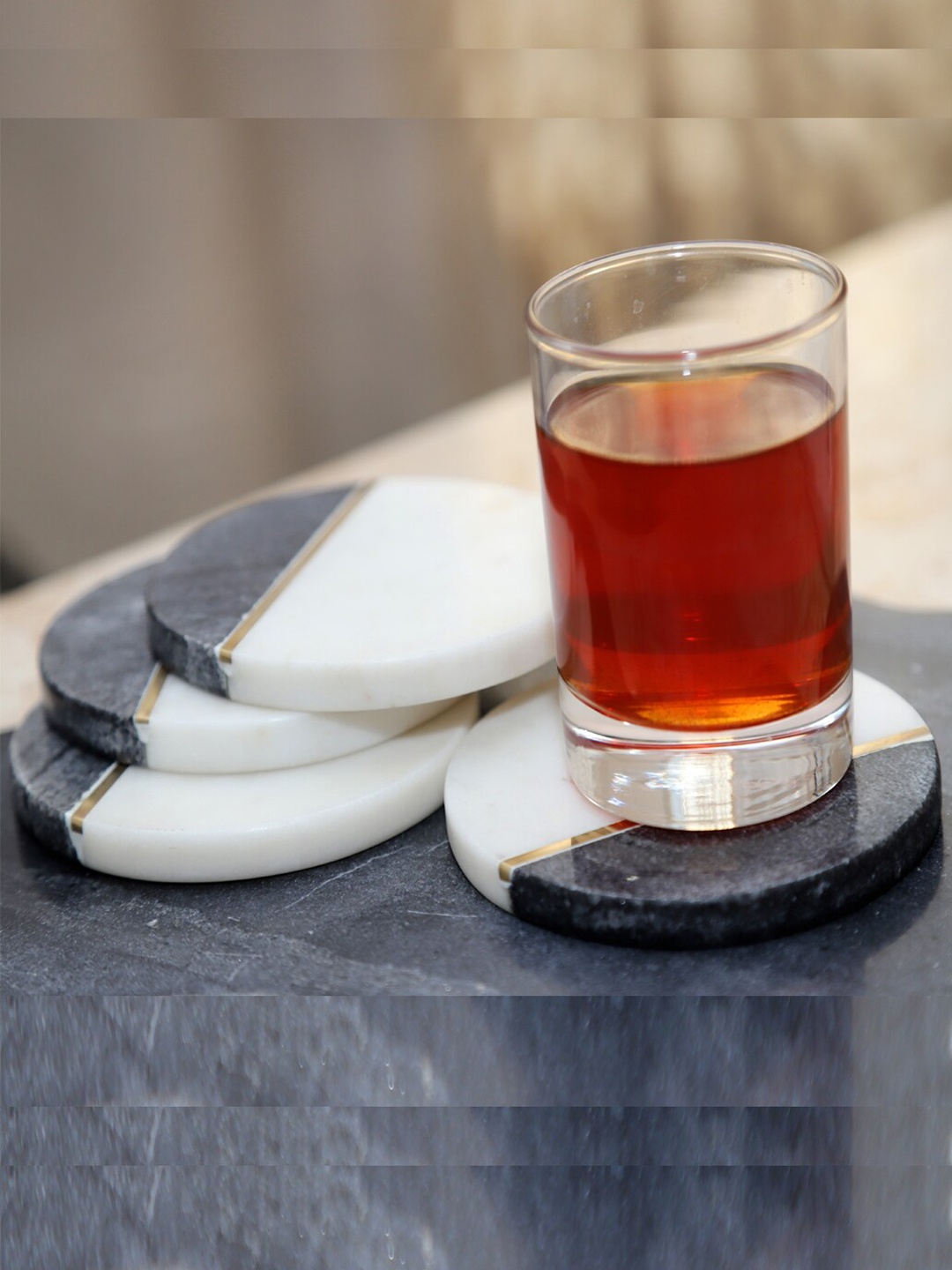 

NikkisPride Set Of 4 White & Black Handmade Coasters