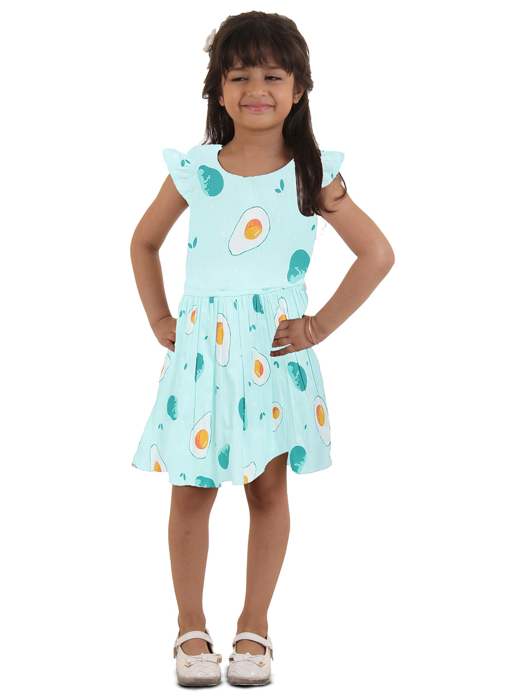 

Kids On Board Green Avocado Print A-Line Dress