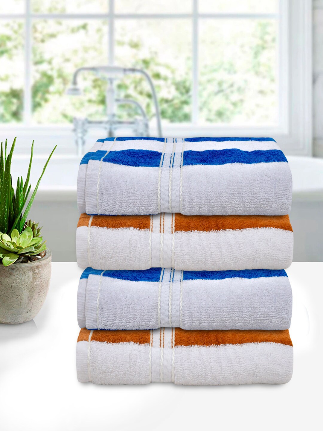 

Kuber Industries Pack Of 4 Solid Pure Soft Cotton Bath Towel, White