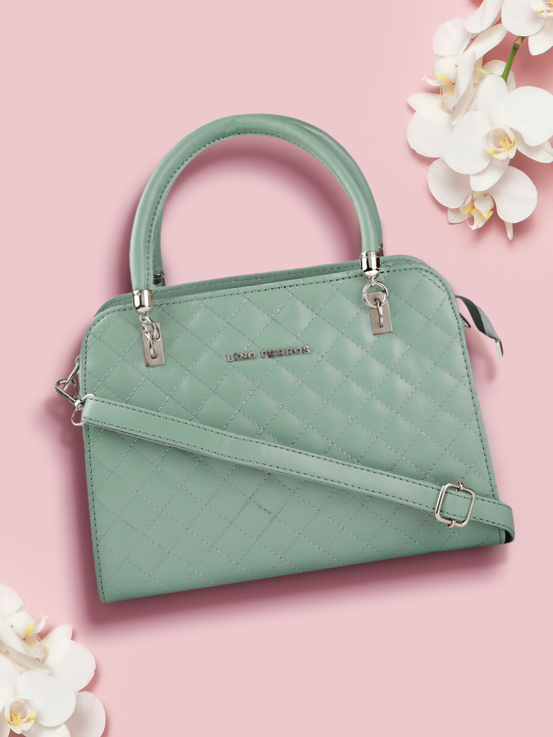 

Lino Perros Women Green Quilted Structured Handheld Bag