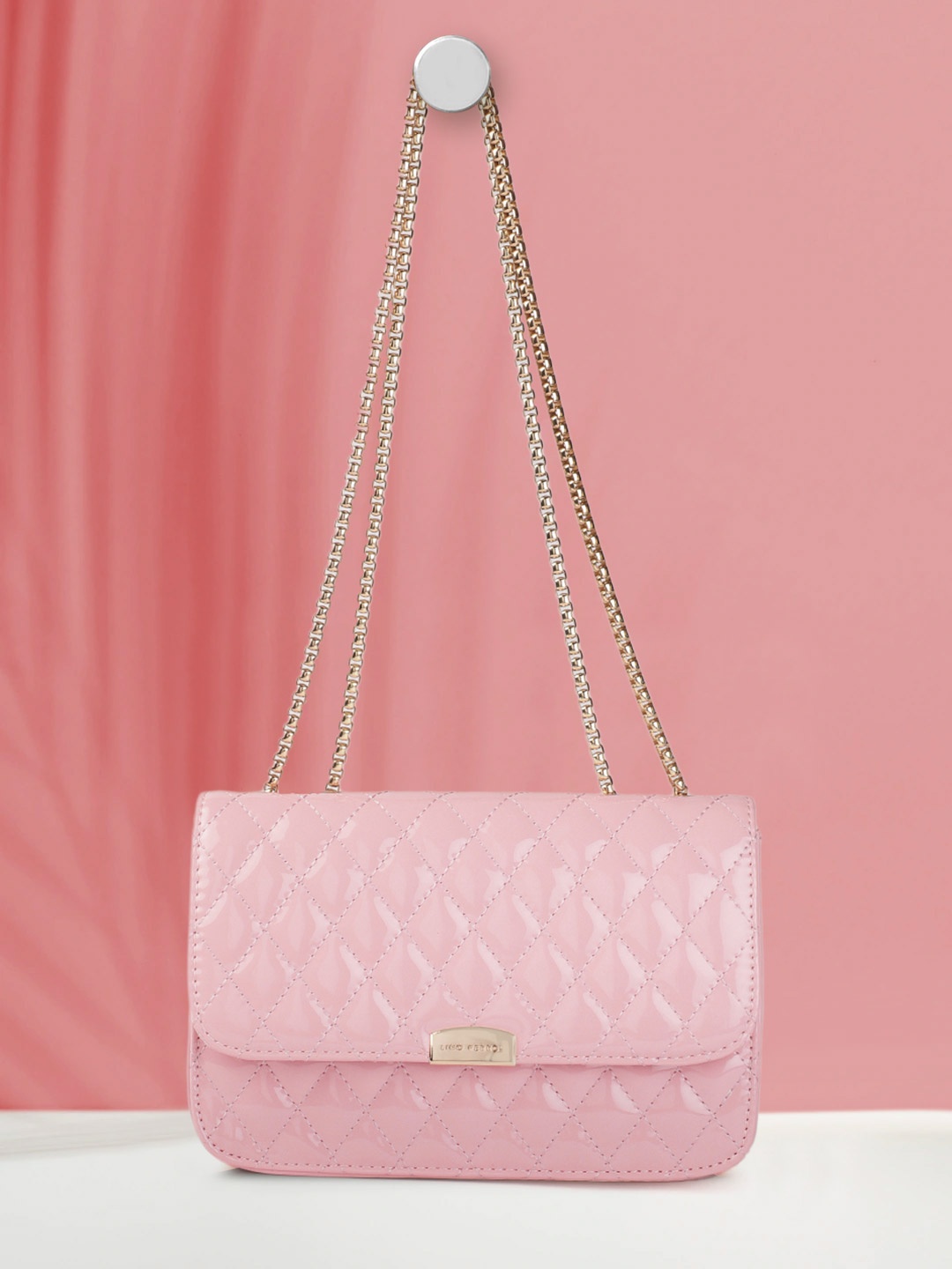 

Lino Perros Women Peach-Coloured Quilted Structured Shoulder Bag