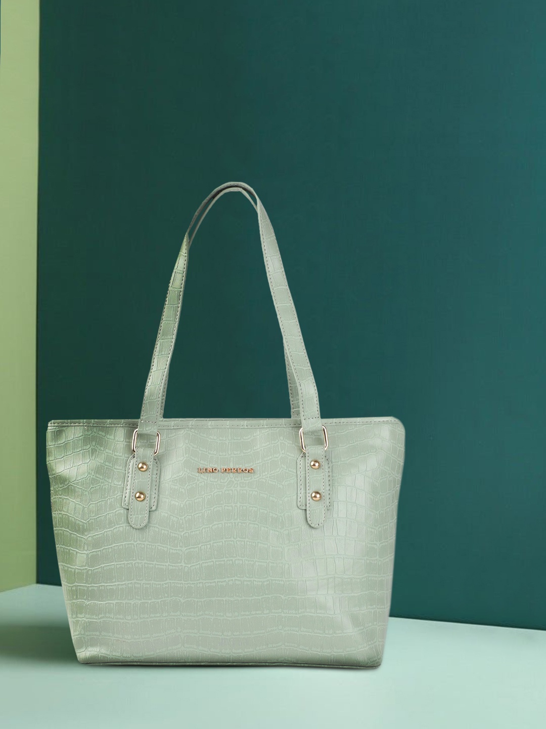 

Lino Perros Green Croc Textured Shoulder Bag