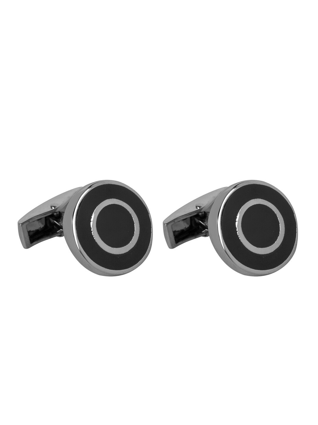 

JEWEL JUNCTION Men Silver-Toned & Black Cufflink