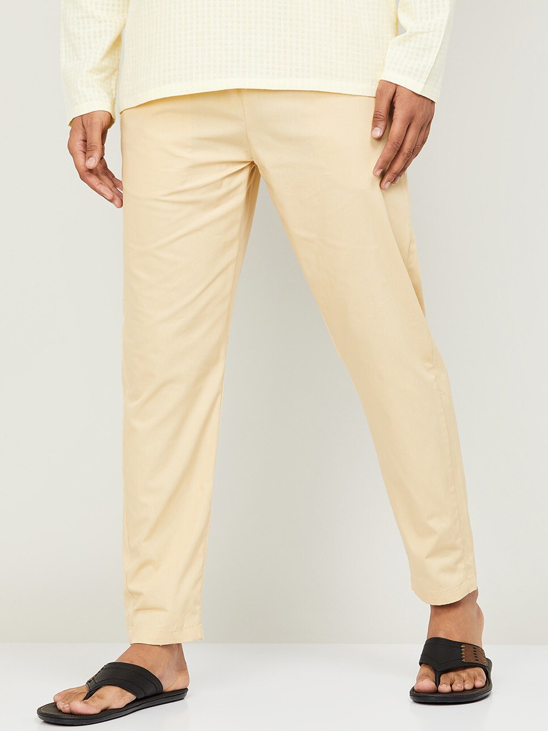 

Melange by Lifestyle Men Beige Solid Cotton Lounge Pants