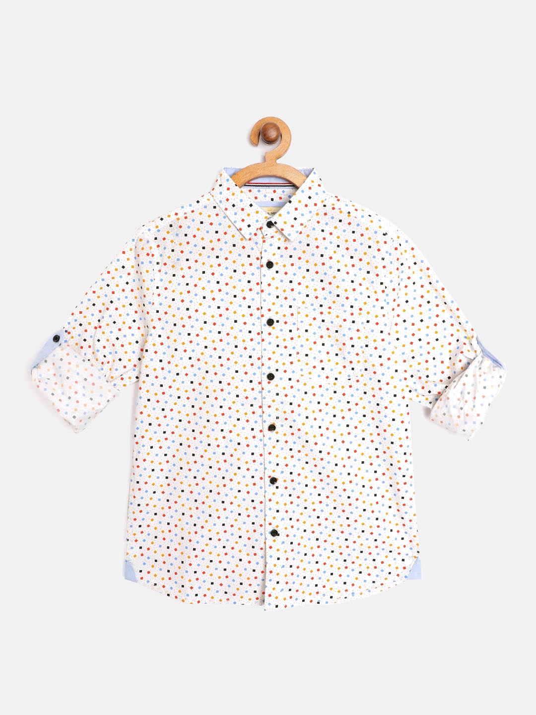 

Bella Moda Boys White Opaque Printed Casual Shirt